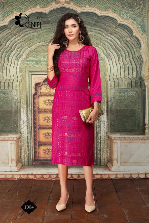 Kinti Afsana Rayon Fancy Foil Print Kurti